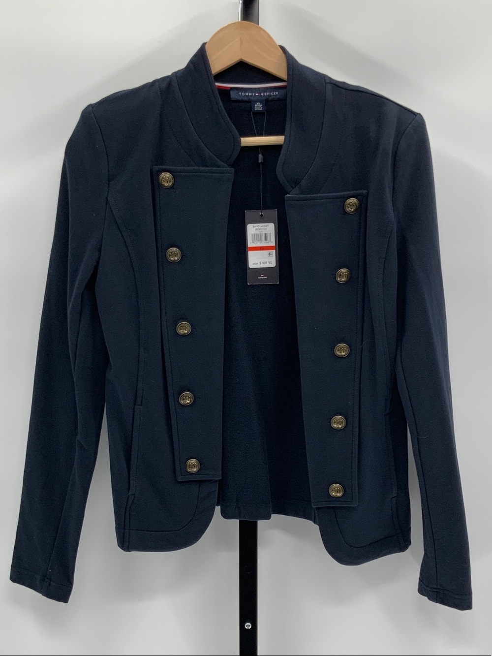 Tommy Hilfiger Navy Military-Inspired Double-Breasted Blazer